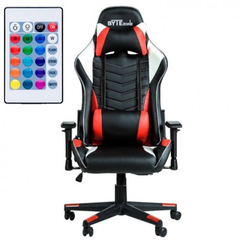 GCN ByteZone WINNER RGB Led Gamer Szék - Fekete/Piros/Fehér (GC9222R)