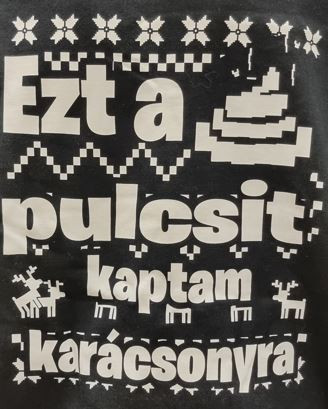 Zsozéatya Karácsonyi Fekete Pulóver - ÚJ! - Kaki, Fekete/Fehér, XL