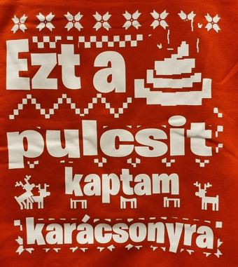Zsozéatya Karácsonyi Piros Pulóver - ÚJ! - Kaki, Piros/Fehér, M