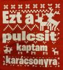 Zsozéatya Karácsonyi Piros Pulóver - ÚJ! - Szarvasok, Piros/Fehér, XL